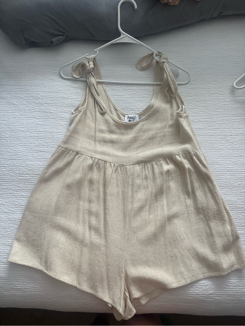 Princess Polly Cream Tie-Shoulder Romper